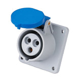 16A Panel-Mounted Female Socket 230V IP44 Blue Caravan Outlet Connector