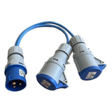 16A Plug to 2 x 16A Sockets 240V Caravan Hook-Up Power Splitter Cable