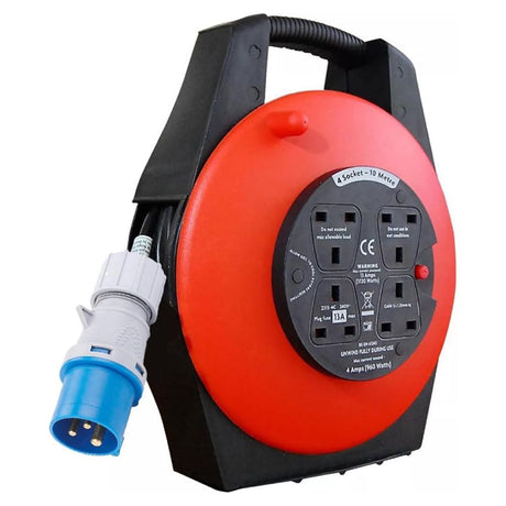 16A Plug to 4 x 13A Sockets Camping Caravan Tent Mains Hook Up Extension Cable - 10m