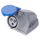 16A Surface-Mounted Female Socket with Cover 230V IP44 Blue Caravan Outlet