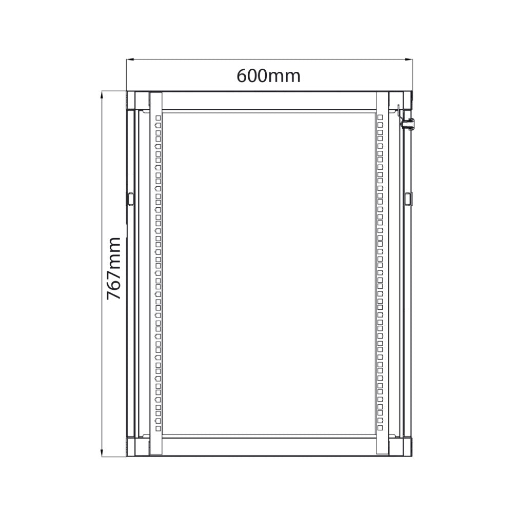 19" Rack Cabinet with Lockable Front Door – 15U – 450mm Depth