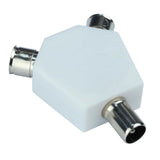 2-Way TV Coaxial Aerial Y-Splitter – 1 Plug to 2 Sockets