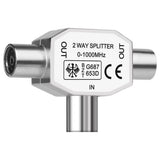 2-Way TV & FM Coaxial Aerial Y Splitter with Aluminium Housing