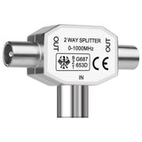 2-Way TV & FM Coaxial Aerial Y Splitter with Aluminium Housing