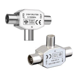 2-Way TV & FM Coaxial Aerial Y Splitter with Aluminium Housing