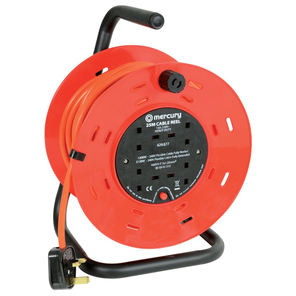 10m 4-Gang Enclosed Extension Reel with Thermal Cut-Out