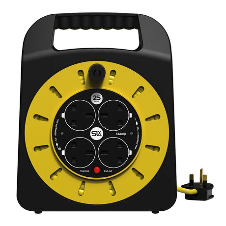 25m Extension Cable Reel – 4 x 13A Sockets – Various Lengths Available SLx Yellow