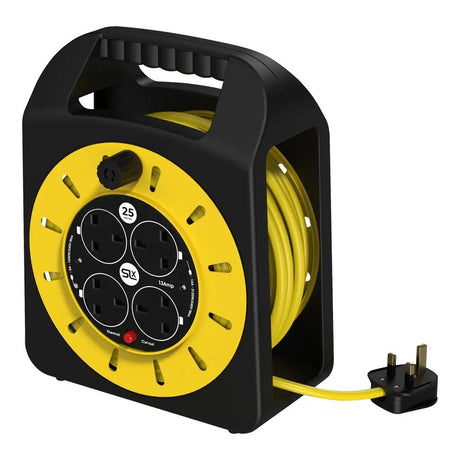 25m Extension Cable Reel – 4 x 13A Sockets – Various Lengths Available