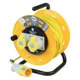 25m Industrial Open Drum Cable Reel with Dual 16A Outlets, 110V