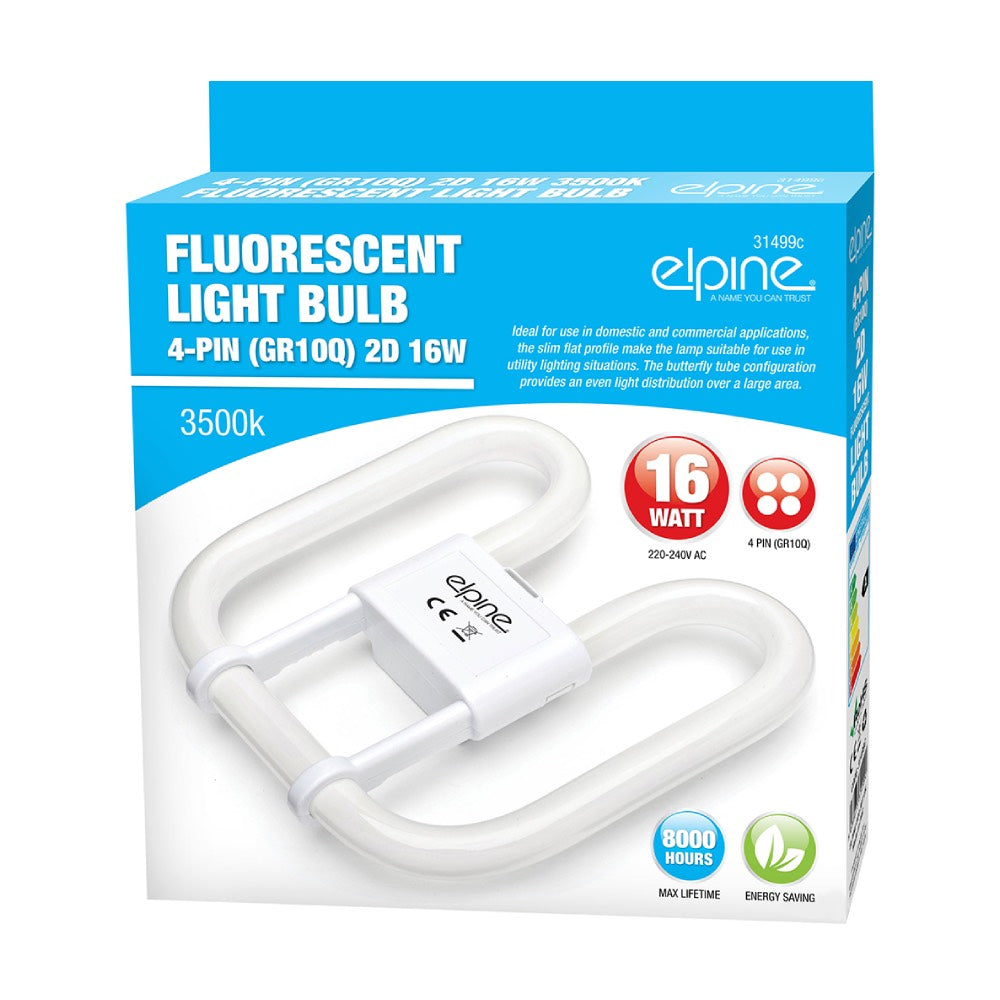 2D Compact Fluorescent Lamp 2-Pin / 4-Pin – 16W 28W 38W – 3500K (Cool White)