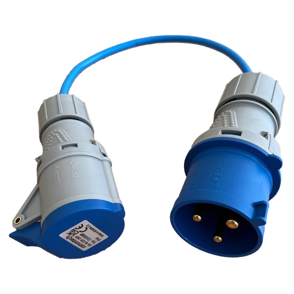 32A Plug to 16A Socket Connector Adaptor Generator, Power Distribution Units - 300mm