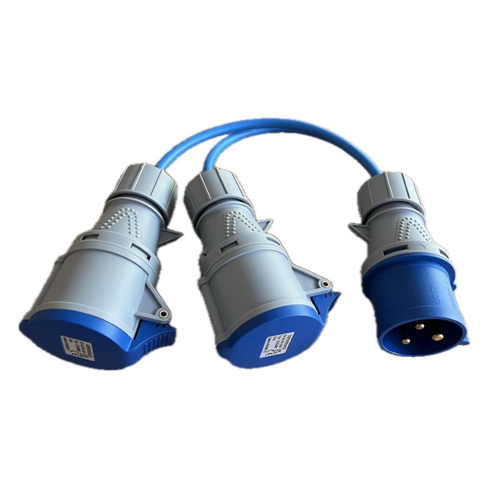 32A Plug to 2 x 32A Sockets 2-Way Splitter, Generator Power Distribution Unit, 240V