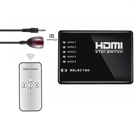 5-Way HDMI Switch Box with Remote – Auto & Manual Input Select