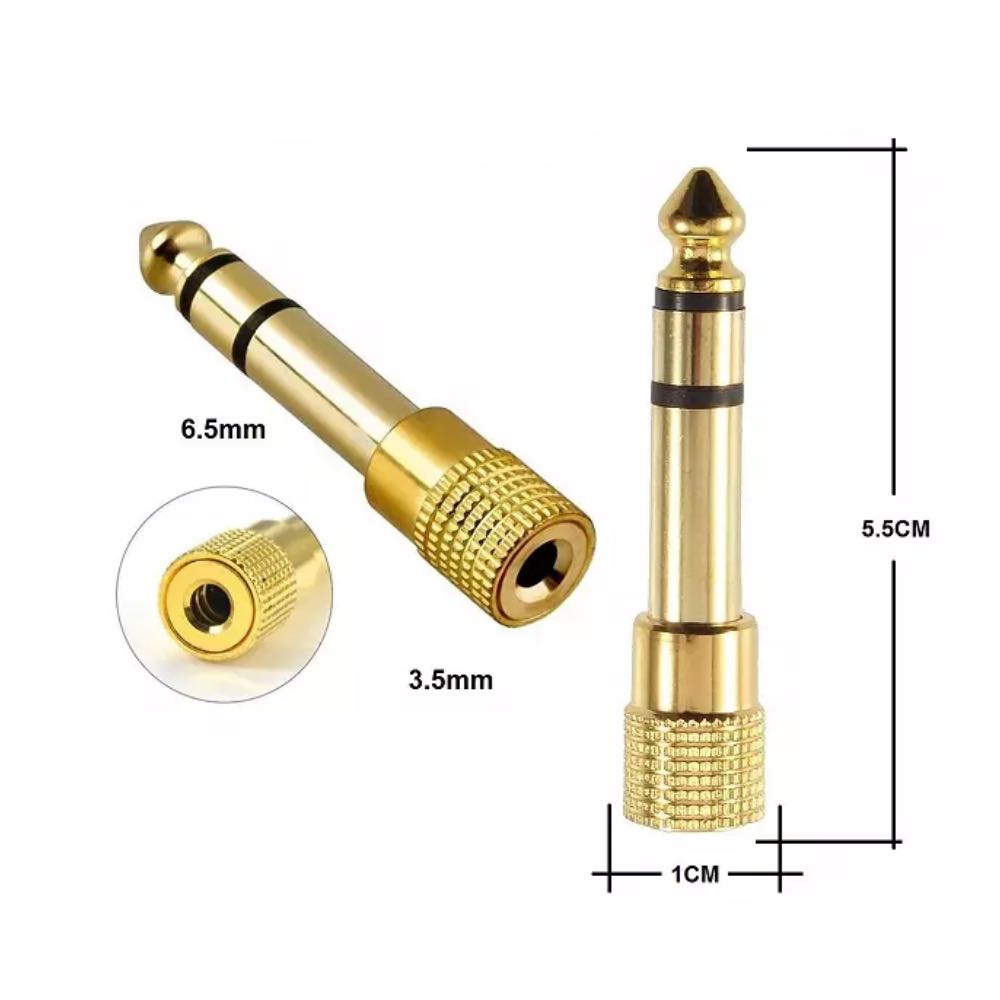 6.35mm 1/4" Jack Plug to 3.5mm Stereo Mini Jack Socket Gold Headphone Adaptor