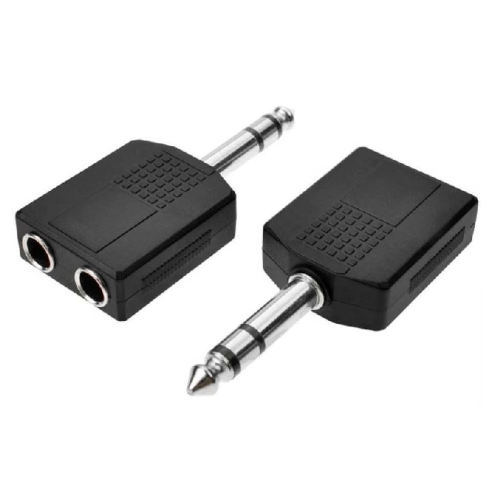 6.35mm 1/4" Stereo Jack Plug to 2 x Stereo Jack Sockets Splitter Adaptor – Pair