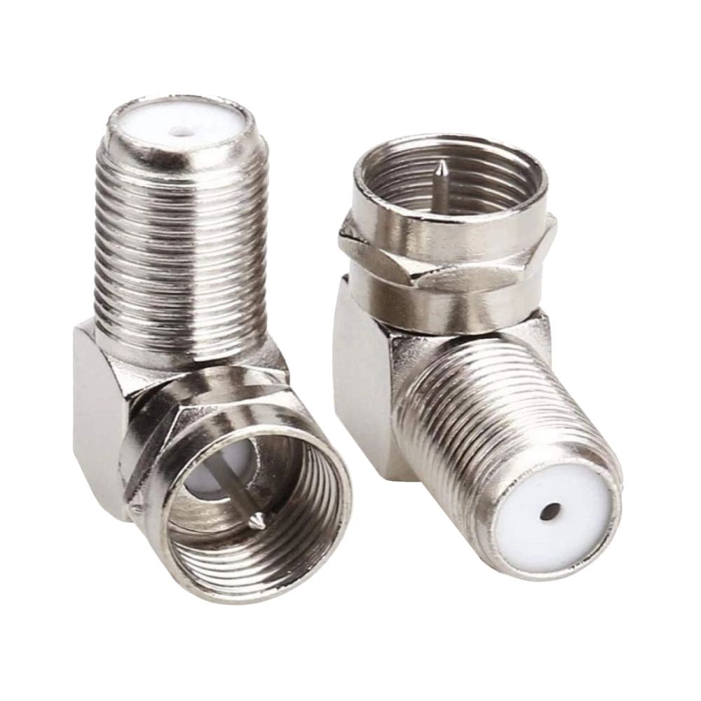 90° F-Type Right Angle Satellite Coax Adaptor Connectors – Pair