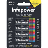 AA 600mAh Rechargeable Batteries by Infapower – 1K Recharges
