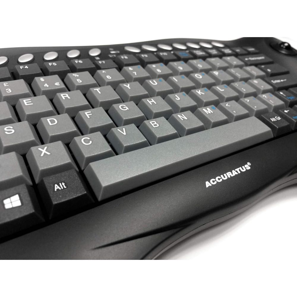 ACCARATUS Toughball 2 Wireless Multimedia Ergonomic Keyboard with Optical Trackball (Black)