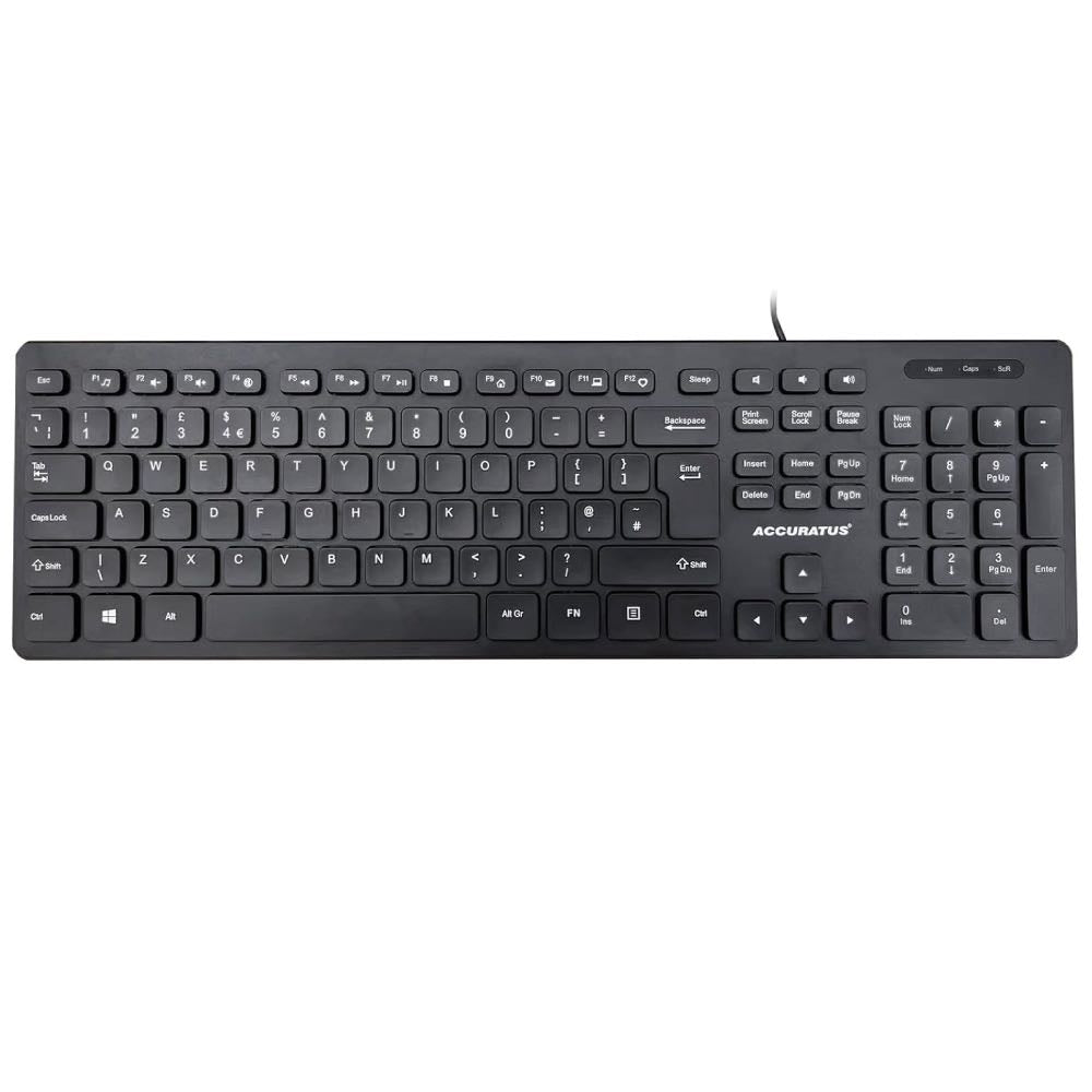 ACCURATUS 360 Wired Full-Size UK Multimedia Keyboard with 2-Port USB Hub