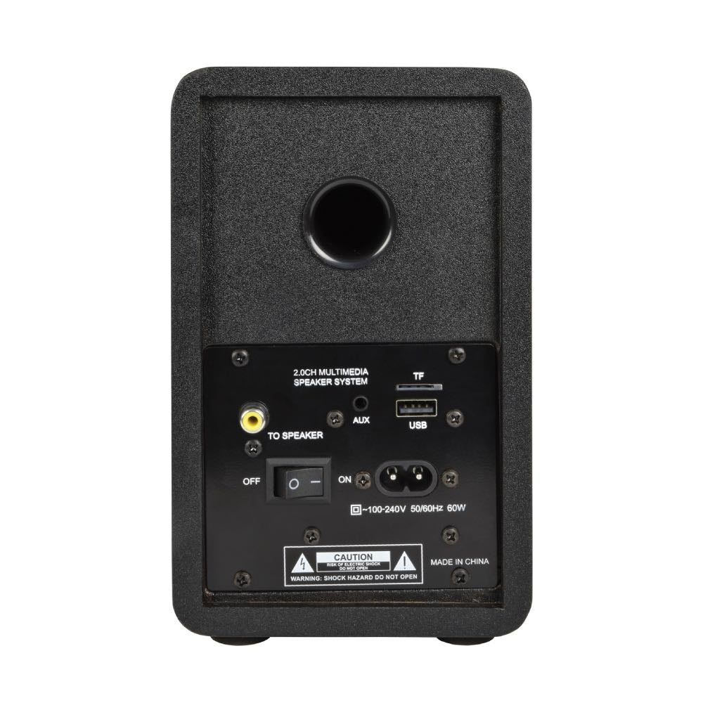 Active Bluetooth Bookshelf Speakers with USB & Micro SD Playback – Satin Black