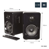 Active Bluetooth Bookshelf Speakers with USB & Micro SD Playback – Satin Black
