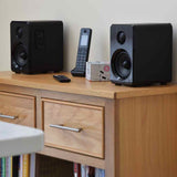 Active Bluetooth Bookshelf Speakers with USB & Micro SD Playback – Satin Black