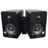 Active Bluetooth Bookshelf Speakers with USB & Micro SD Playback – Satin Black