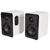 Active Bluetooth Bookshelf Speakers with USB & Micro SD Playback – Satin White