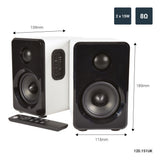 Active Bluetooth Bookshelf Speakers with USB & Micro SD Playback – Satin White