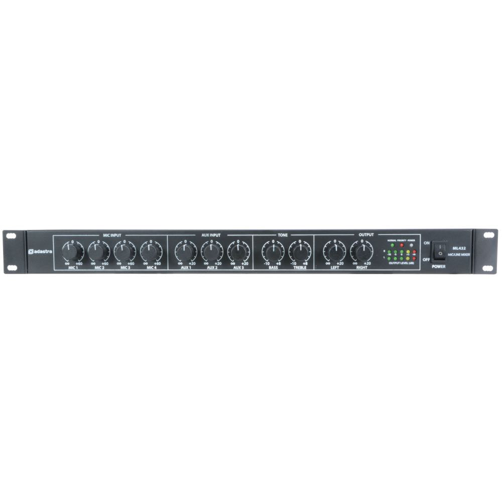Adastra 1U 4-Input Mic/Line Rack Mixer