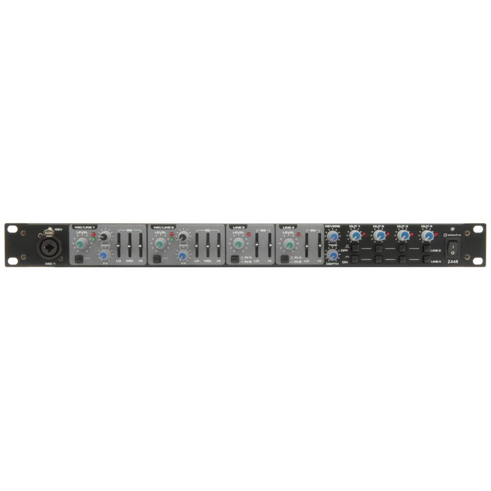 Adastra 1U Rackmount DSP Zone Mixer with Reverb & 4 Stereo Outputs