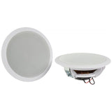Pair of 6.5 Inch White Ceiling Speakers for Home Entertainment with Bluetooth Amplifier and Accessories
