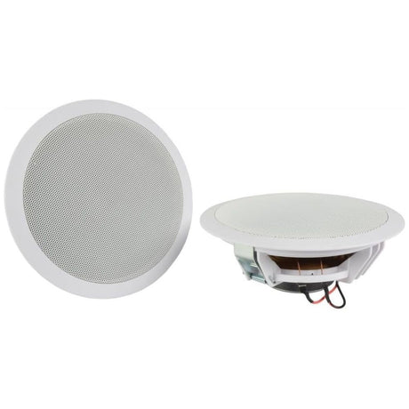 Pair of 6.5 Inch White Ceiling Speakers for Home Entertainment with Bluetooth Amplifier and Accessories