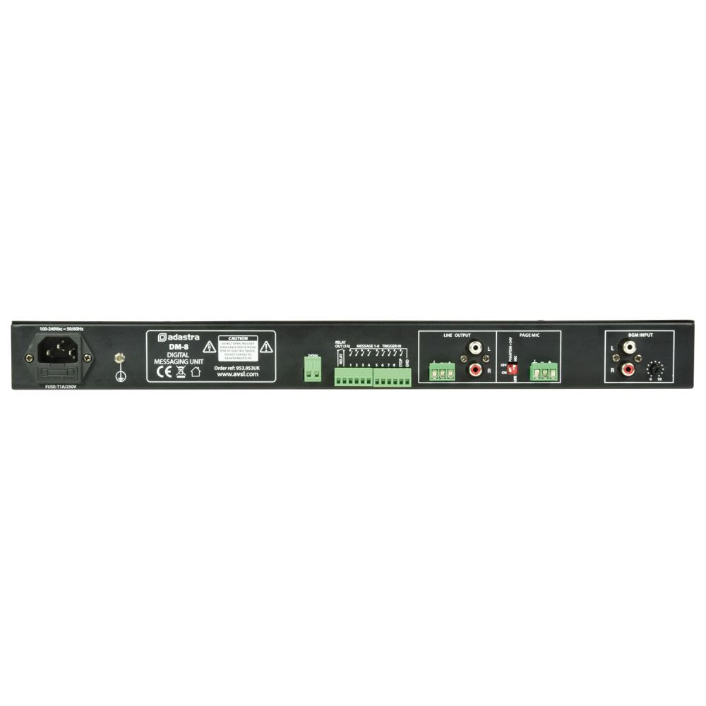 Adastra DM-8 Digital Messaging Scheduler with Mic Override & SD Playback