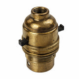 Antique Brass BC | B22 | Bayonet Cap Lamp Holder – 10mm / 1/2” Thread (Switched / Non-Switched)