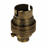 Antique Brass BC | B22 | Bayonet Cap Lamp Holder – 10mm / 1/2” Thread (Switched / Non-Switched)