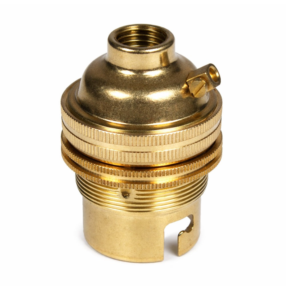Brass BC | B22 | Bayonet Cap Lamp Holder – 10mm / 1/2” Thread (Switched / Non-Switched)