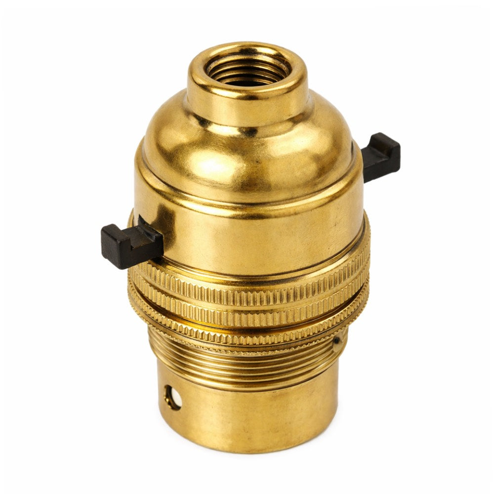 Brass BC | B22 | Bayonet Cap Lamp Holder – 10mm / 1/2” Thread (Switched / Non-Switched)