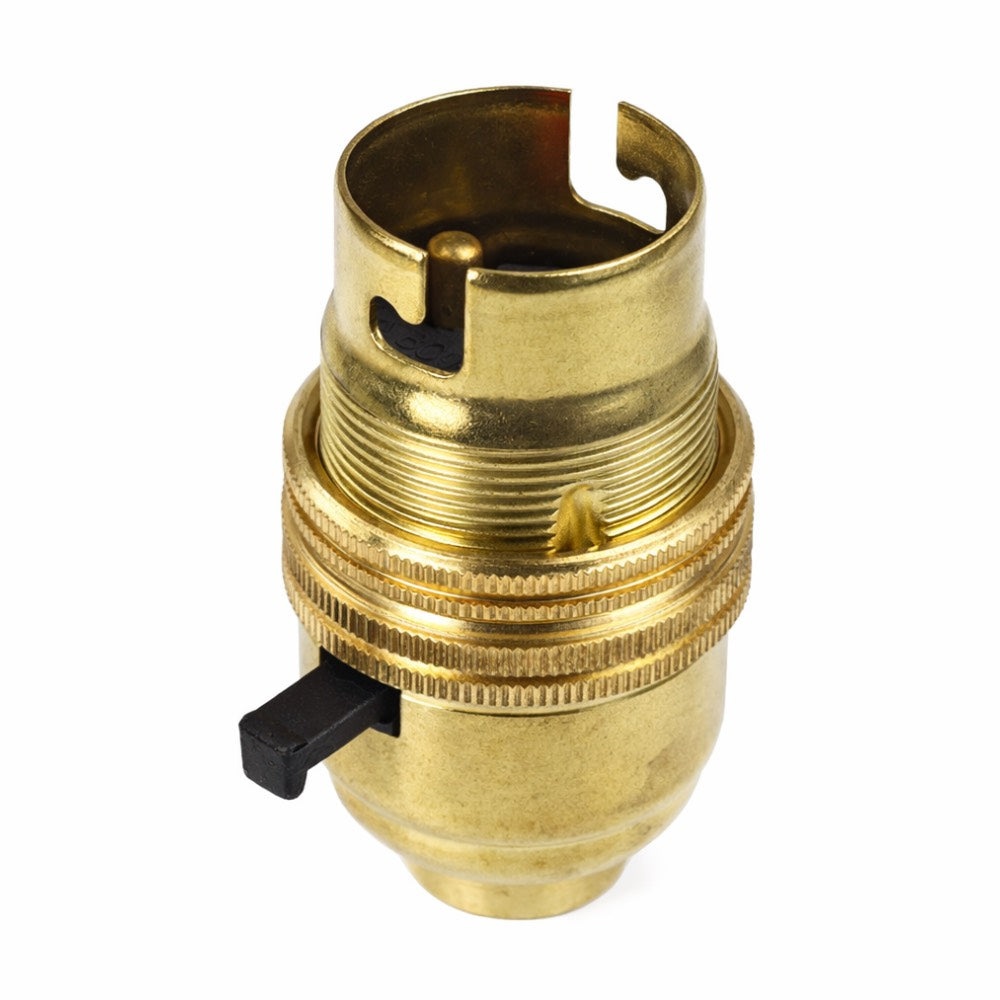 Brass BC | B22 | Bayonet Cap Lamp Holder – 10mm / 1/2” Thread (Switched / Non-Switched)