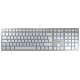 CHERRY KC 6000 Ultra-Slim Wired UK Keyboard with Scissor Keys – Silver/White