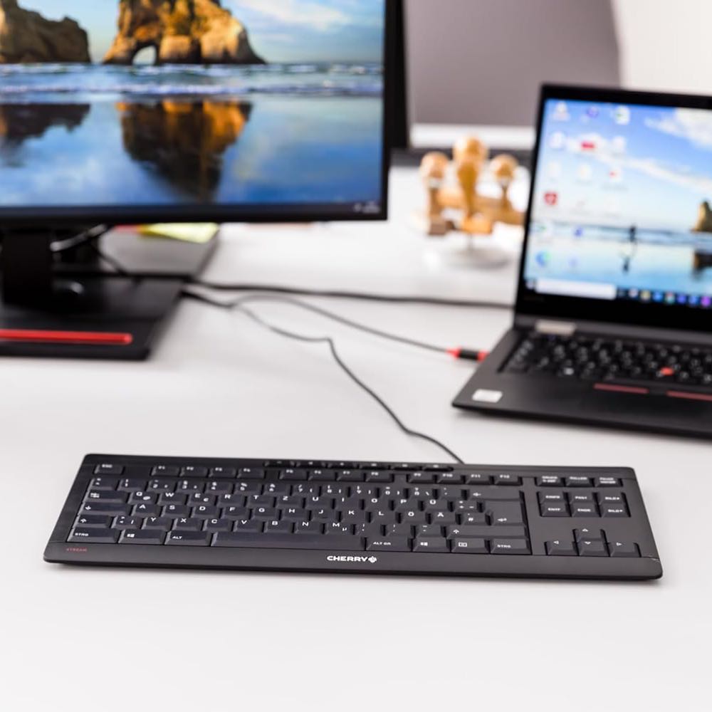 CHERRY STREAM TKL Corded Keyboard with Low-Profile Scissor Keys (UK Layout)