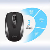 COMPOINT Wireless Keyboard & Mouse Deskset – Full-Size Multimedia Combo (Black)