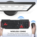 COMPOINT Wireless Keyboard & Mouse Deskset – Full-Size Multimedia Combo (Black)