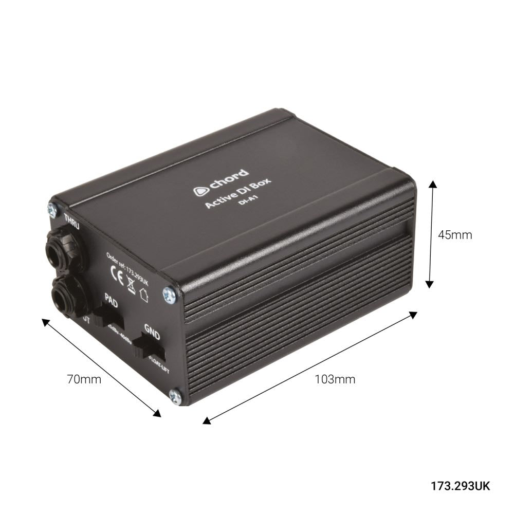 Chord Active DI Box with Pad Switch, Ground Lift & Multi Power Options
