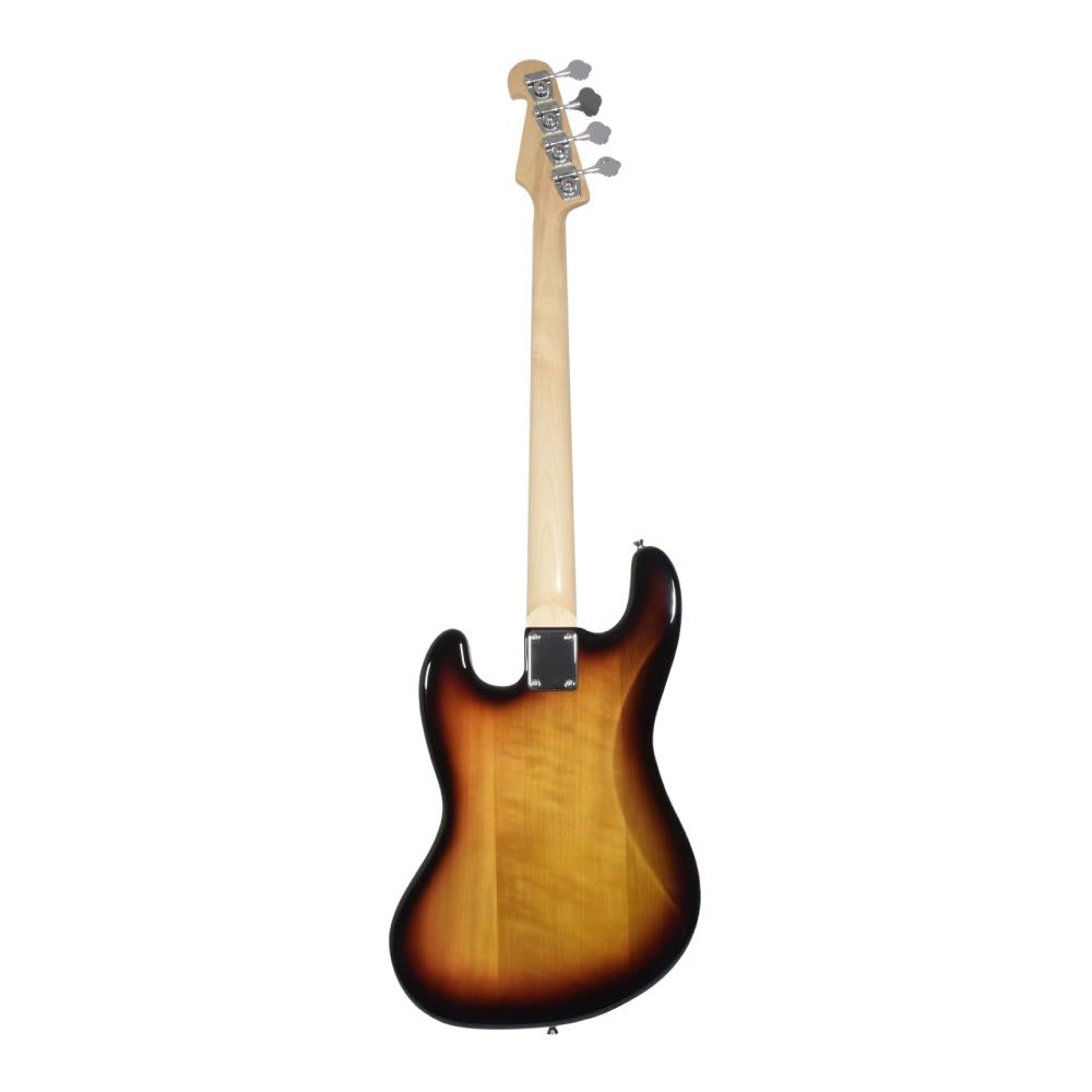 Chord CAB42 Electric Bass Guitar with Dual Single Coil Pickups in 3-Tone Sunburst