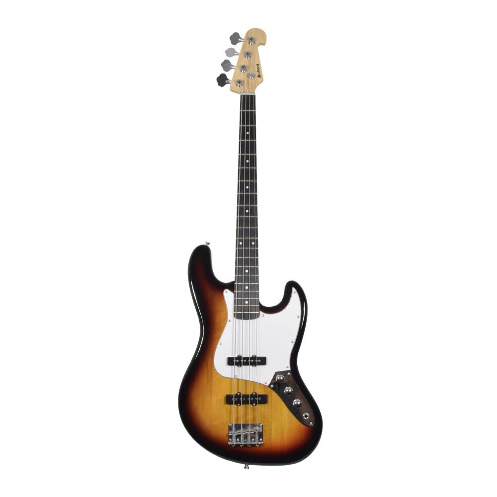 Chord CAB42 Electric Bass Guitar with Dual Single Coil Pickups in 3-Tone Sunburst