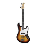 Chord CAB42 Electric Bass Guitar with Dual Single Coil Pickups in 3-Tone Sunburst