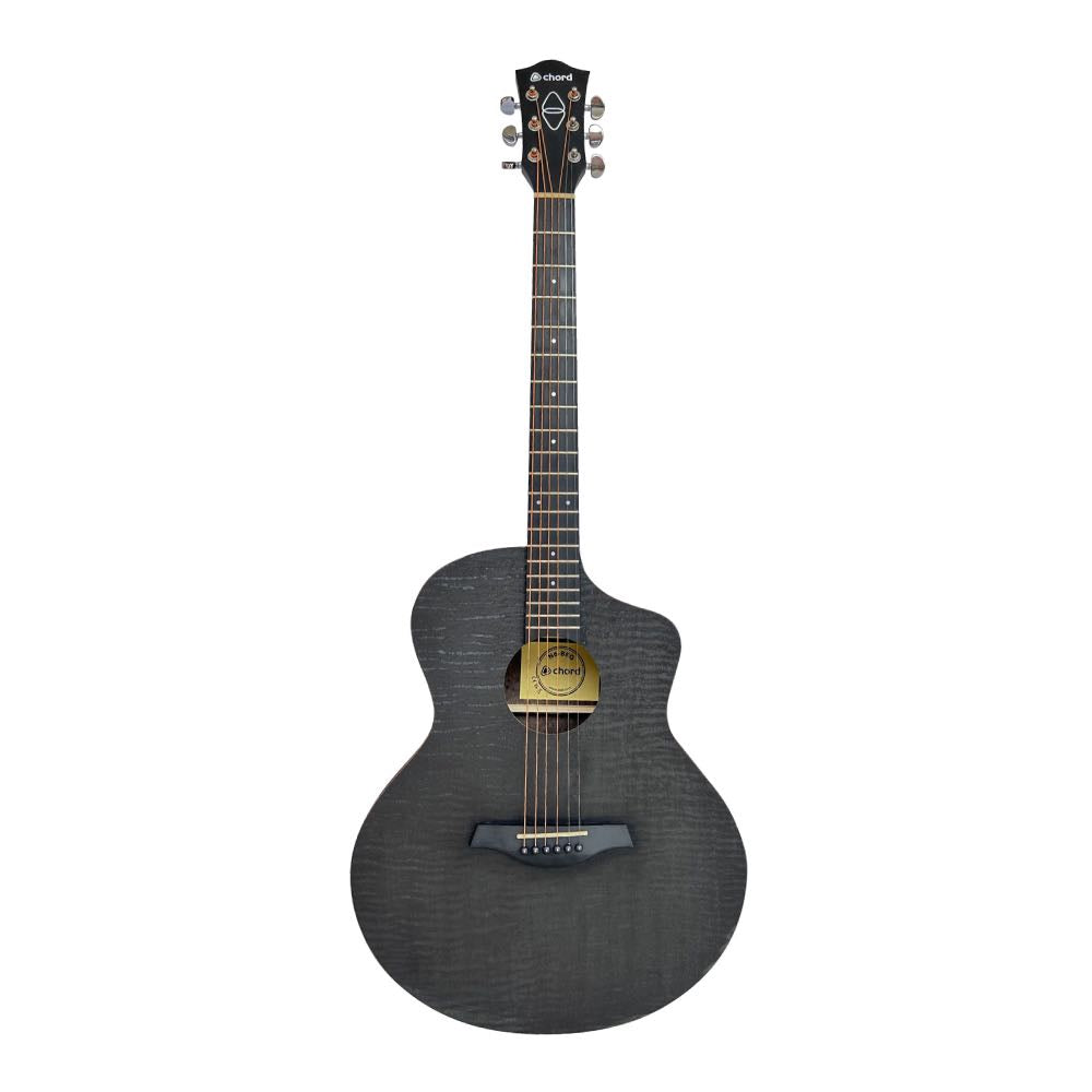 Chord Nomad Series Electro-Acoustic Guitar with EQ & Tuner – White Quilted Maple