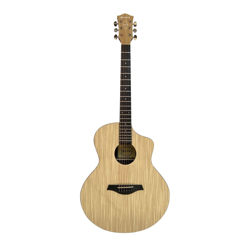 Chord Nomad Series Electro-Acoustic Guitar with EQ & Tuner – White Quilted Maple