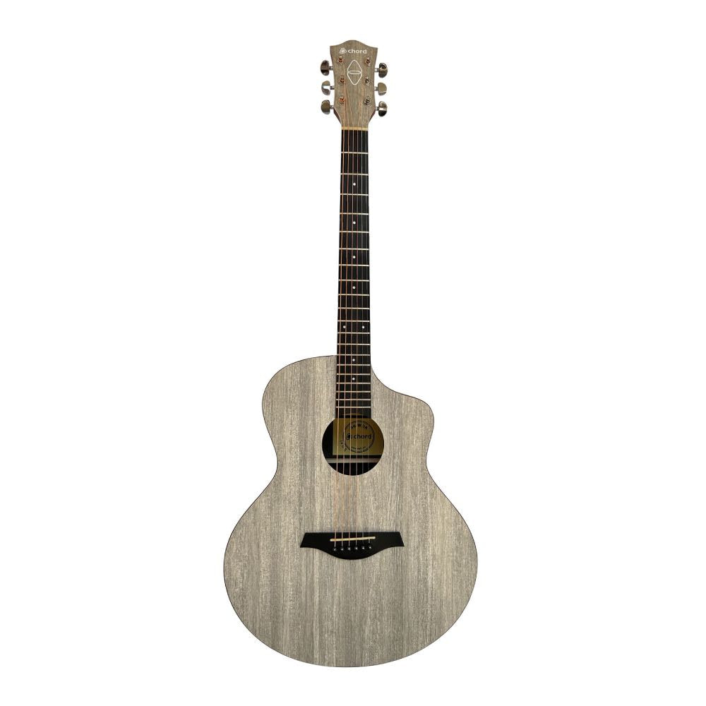 Chord Nomad Series Electro-Acoustic Guitar with EQ & Tuner – White Quilted Maple